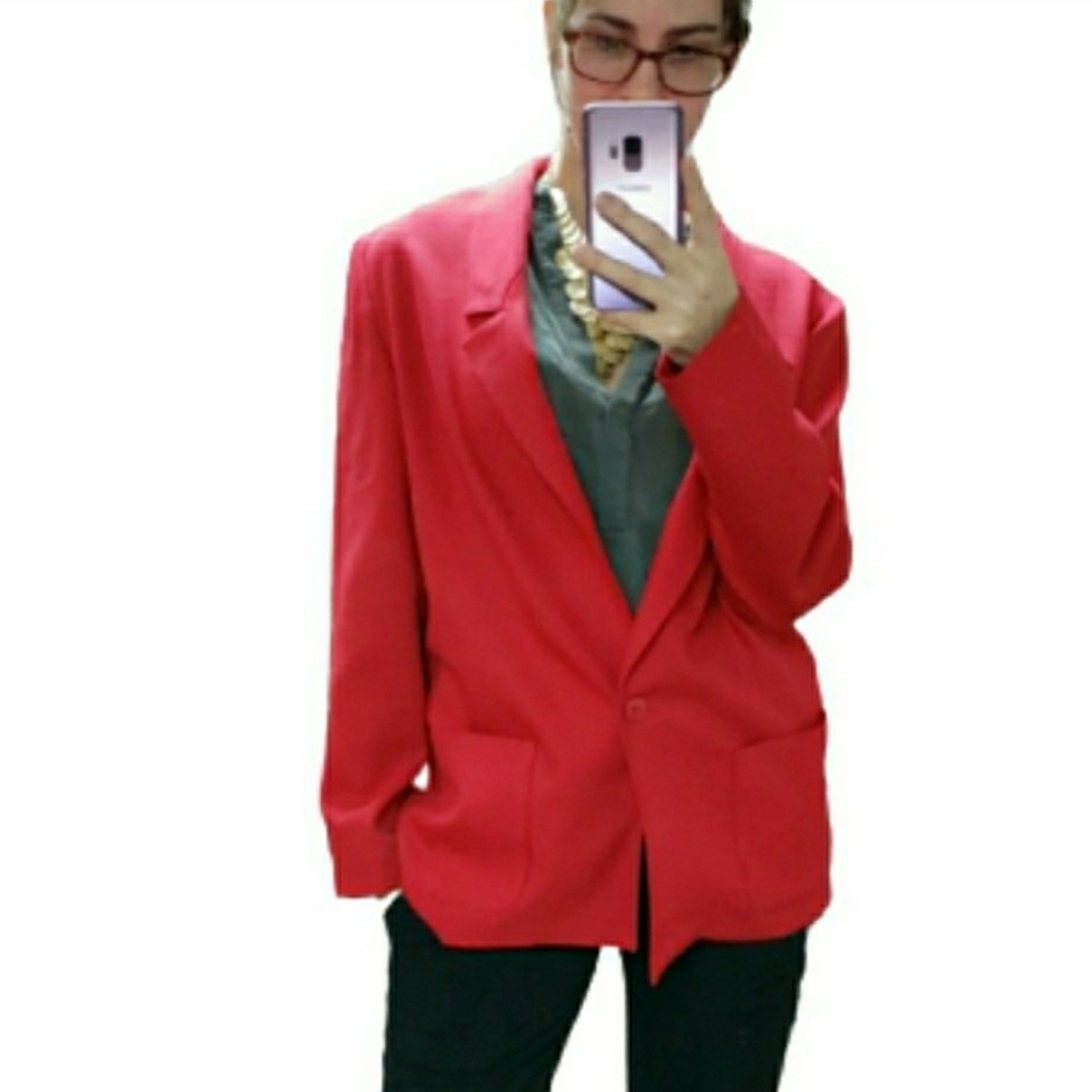 Donnkenny vintage red oversized suit jacket size medium large
